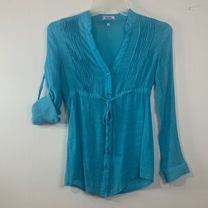 Bella Dahl Turquoise Blouse with Button Detail